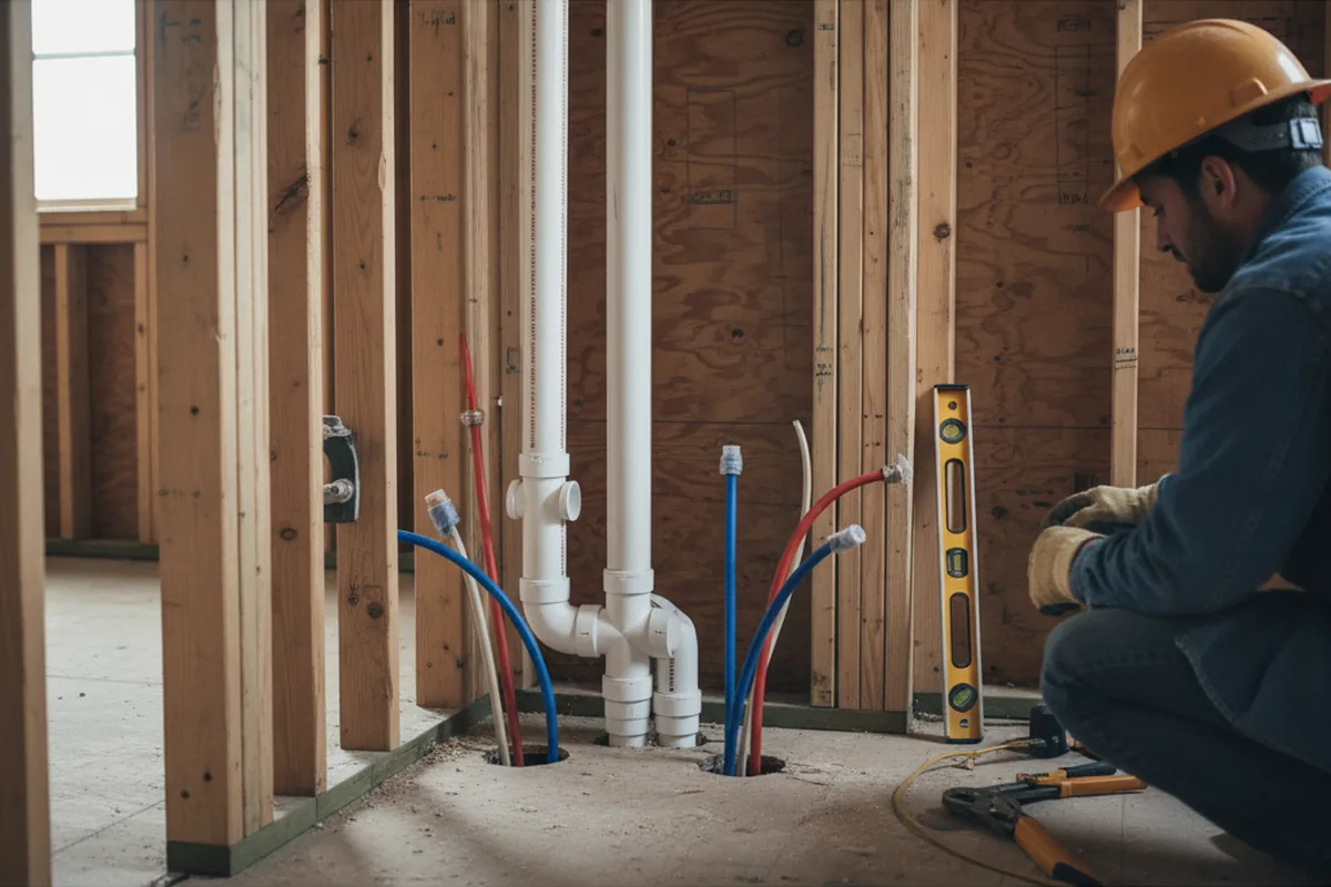 Drain and supply rough-in during Leak Detection in Immokalee