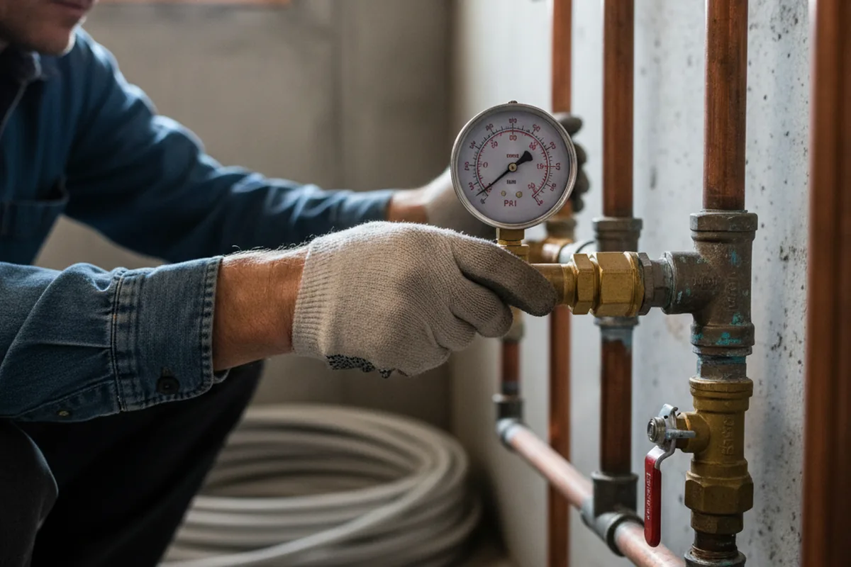 Pressure testing a repaired line during Water Line Repair in Immokalee
